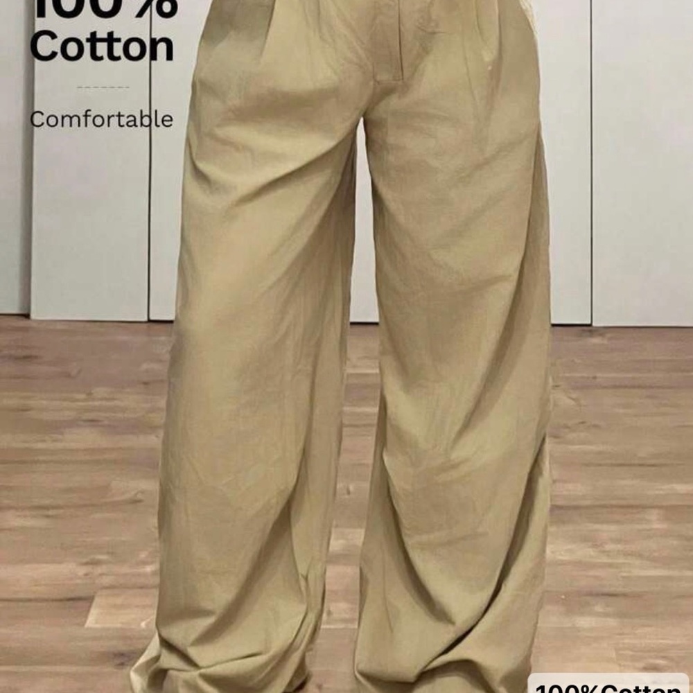 SHEIN KHAKI WIDE LEG PANTS (L) 🤩BRAND NEW ‼️